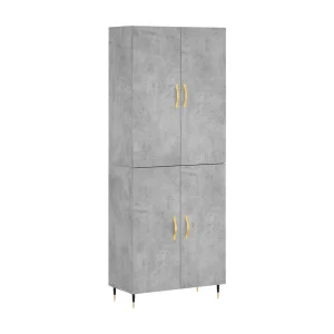 Hoge kast 69,5x34x180 cm bewerkt hout betongrijs