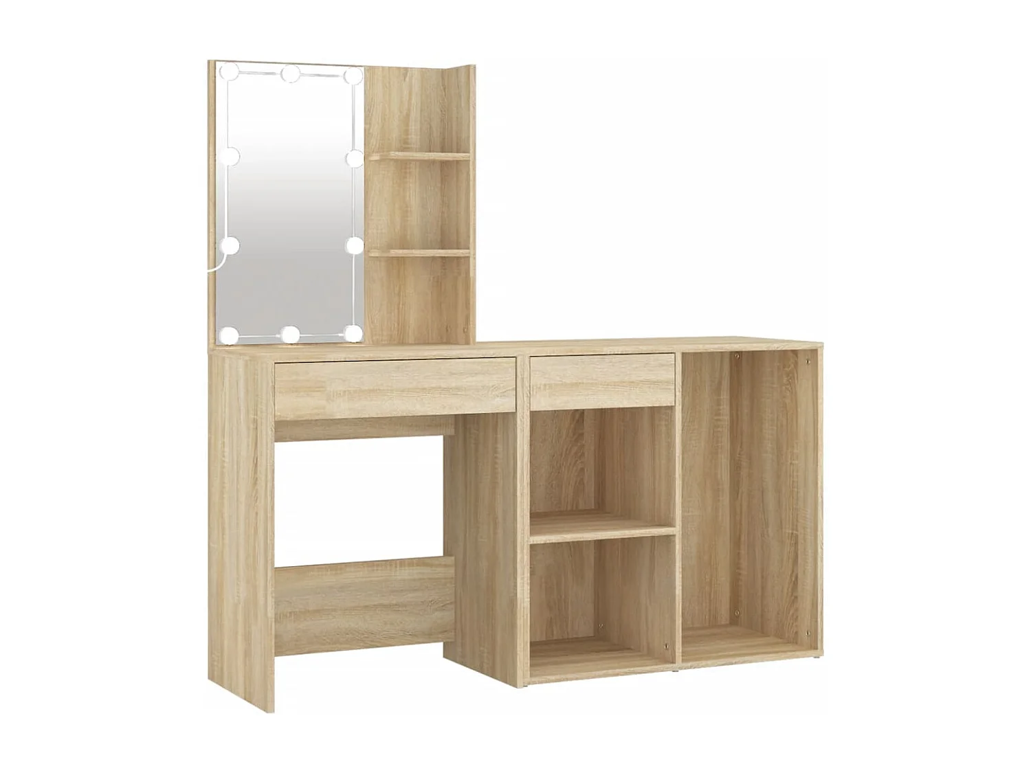 Kaptafel met kastje en LED's bewerkt hout sonoma eikenkleurig
