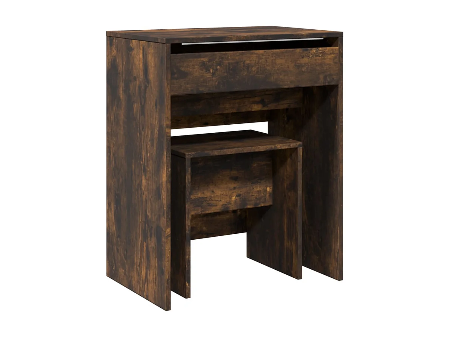 Kaptafel met krukje 60x40x113,5 cm gerookt eikenkleurig