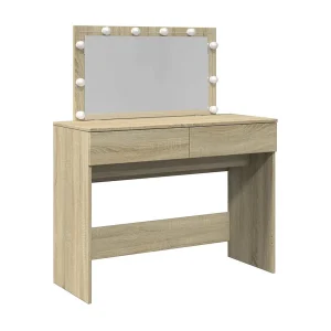 Kaptafel met LED-verlichting 100x40x120 cm sonoma eikenkleurig Kaptafel met LED-verlichting 100x40x120 cm sonoma eikenkleurig