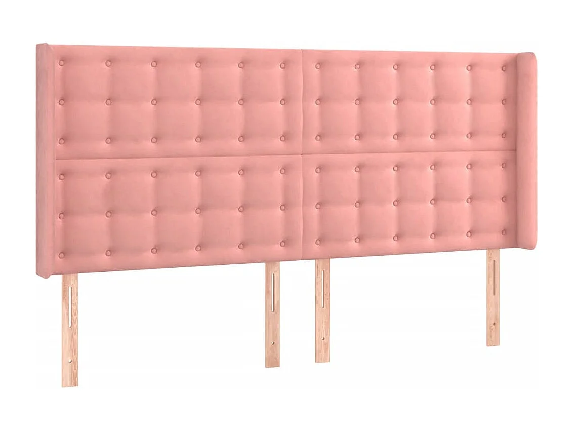 Hoofdbord met randen 163x16x118/128 cm fluweel roze