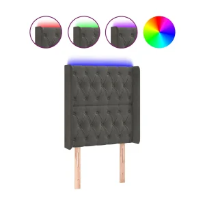 Hoofdbord LED 83x16x118/128 cm fluweel donkergrijs