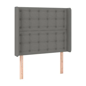 Hoofdbord met randen 83x16x118/128 cm stof donkergrijs