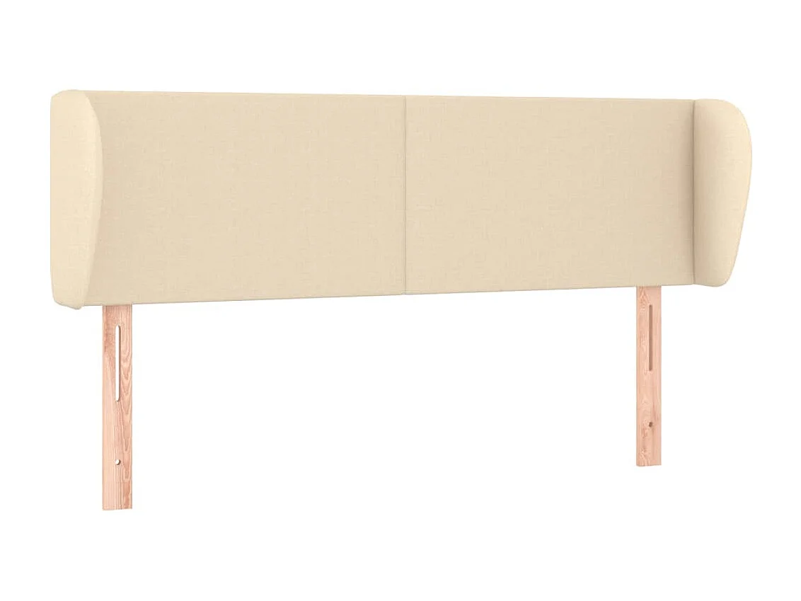 Hoofdbord met randen 147x23x78/88 cm stof crèmekleurig