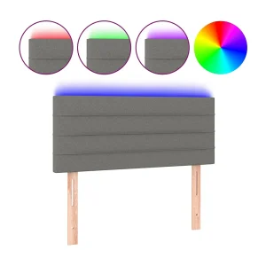 Hoofdbord LED 80x5x78/88 cm stof donkergrijs