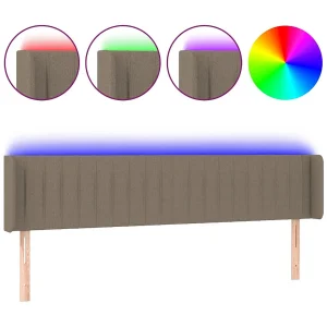 Hoofdbord LED 203x16x78/88 cm stof taupe