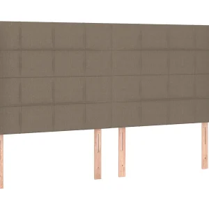 Hoofdbord met randen 203x16x118/128 cm stof taupe