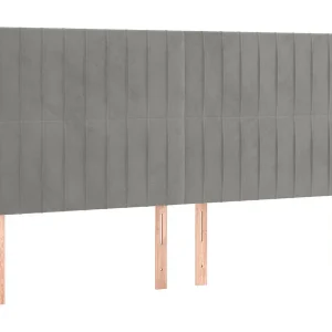 Hoofdbord lichtgrijs 180x5x118/128 cm fluweel