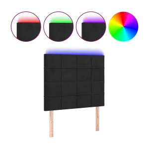 Hoofdbord LED 90x5x118/128 cm fluweel zwart