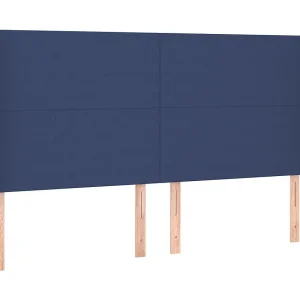 Hoofdbord met randen 183x16x118/128 cm stof blauw