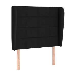 Hoofdbord met randen 83x23x118/128 cm stof zwart Hoofdbord met randen 83x23x118/128 cm stof zwart