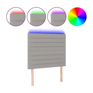 Hoofdbord LED 90x5x118/128 cm stof lichtgrijs