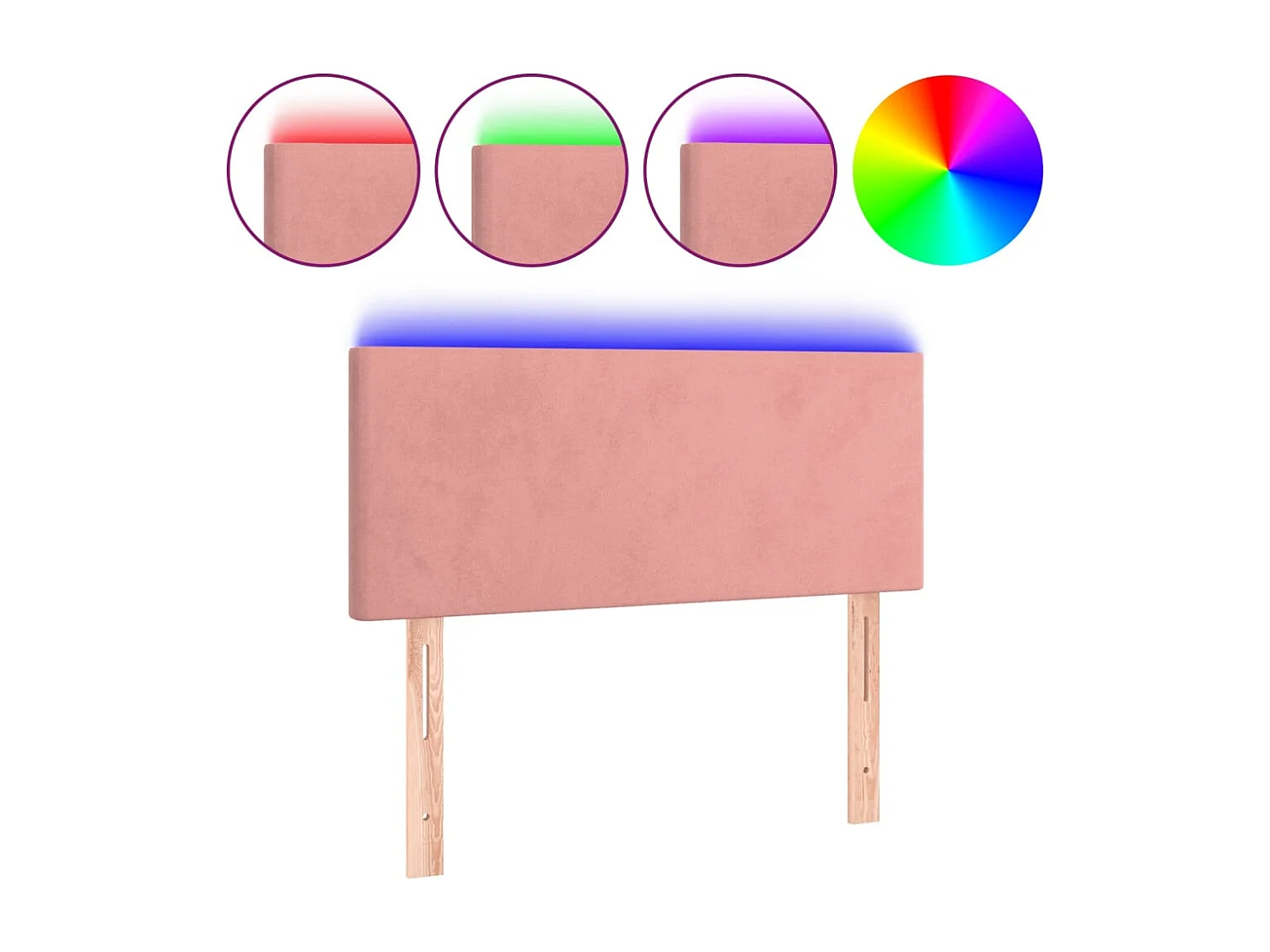 Hoofdbord LED 80x5x78/88 cm fluweel roze