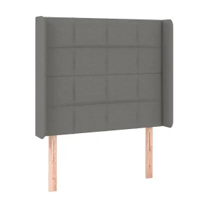 Hoofdbord met randen 93x16x118/128 cm stof donkergrijs Hoofdbord met randen 93x16x118/128 cm stof donkergrijs