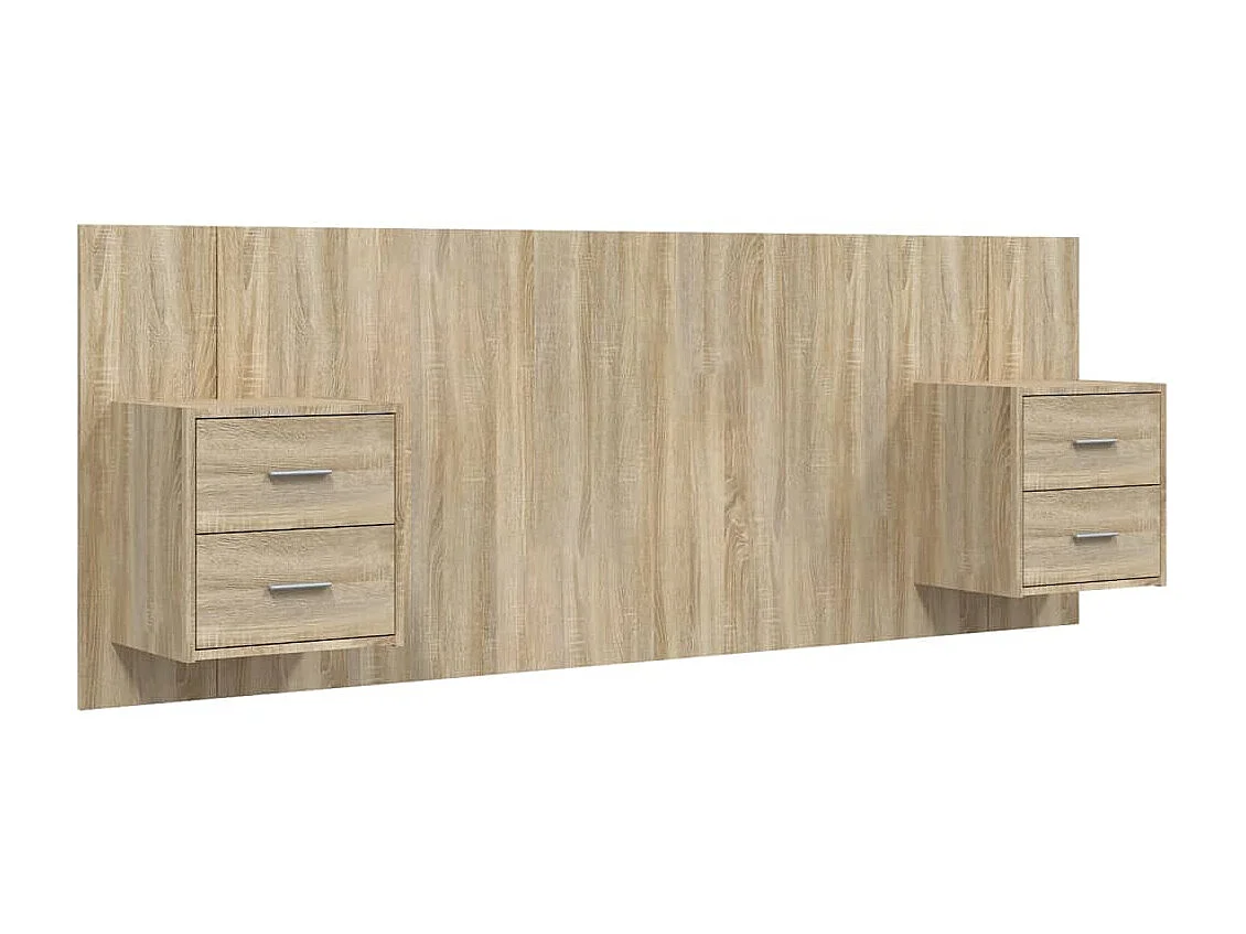 Hoofdbord met kastjes bewerkt hout sonoma eikenkleurig