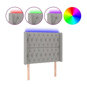 Hoofdbord LED 93x16x118/128 cm stof lichtgrijs