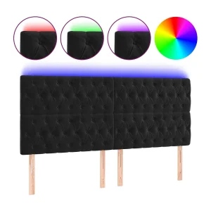 Hoofdbord LED 180x7x118/128 cm fluweel zwart