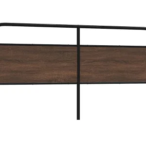Vervangend hoofdbord 180 cm bewerkt hout en staal bruin eikenkleurig
