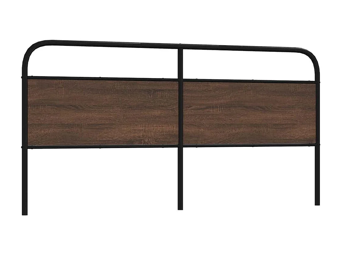 Vervangend hoofdbord 180 cm bewerkt hout en staal bruin eikenkleurig