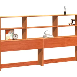Hoofdbord met opbergruimte 180 cm massief grenenhout wasbruin