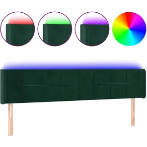 Hoofdbord LED 183x16x78/88 cm fluweel donkergroen