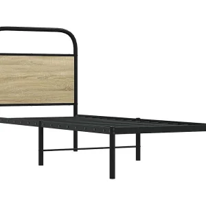 Vervangend hoofdbord 75 cm staal en bewerkt hout sonoma eikenkleurig