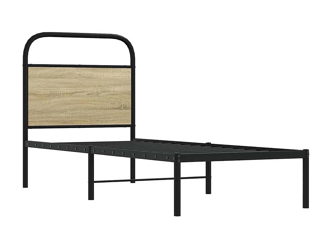Vervangend hoofdbord 75 cm staal en bewerkt hout sonoma eikenkleurig