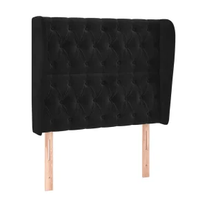 Hoofdbord met randen 93x23x118/128 cm fluweel zwart