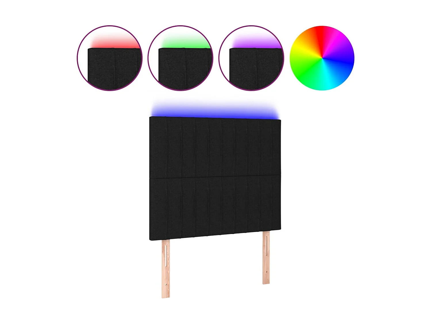 Hoofdbord LED 100x5x118/128 cm stof zwart