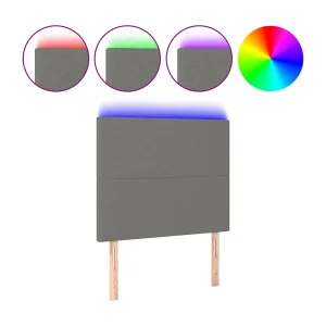 Hoofdbord LED 80x5x118/128 cm stof donkergrijs