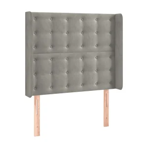 Hoofdbord met randen 83x16x118/128 cm fluweel lichtgrijs Hoofdbord met randen 83x16x118/128 cm fluweel lichtgrijs