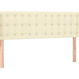 Hoofdbord met randen 147x16x78/88 cm kunstleer crèmekleurig