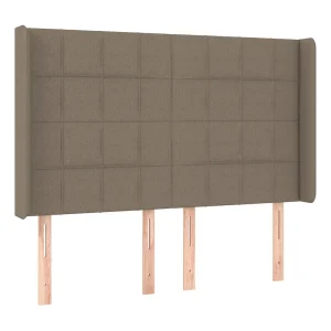Hoofdbord met randen 147x16x118/128 cm stof taupe