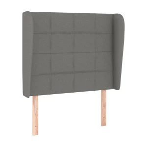 Hoofdbord met randen 93x23x118/128 cm stof donkergrijs Hoofdbord met randen 93x23x118/128 cm stof donkergrijs