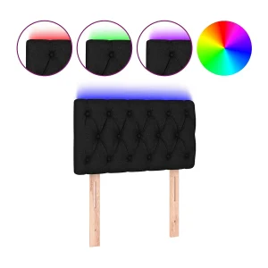Hoofdbord LED 80x7x78/88 cm stof zwart