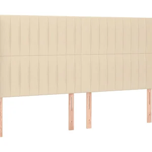 Hoofdbord met randen 203x16x118/128 cm stof crèmekleurig Hoofdbord met randen 203x16x118/128 cm stof crèmekleurig