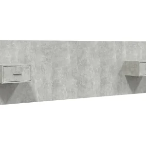 Hoofdbord met kastjes bewerkt hout betongrijs Hoofdbord met kastjes bewerkt hout betongrijs
