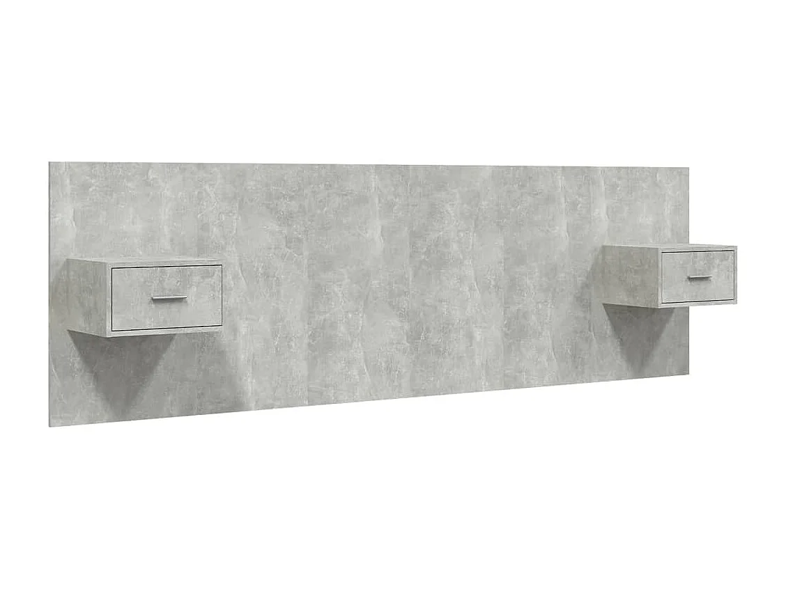 Hoofdbord met kastjes bewerkt hout betongrijs