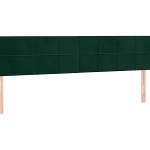 Hoofdbord met randen 163x23x78/88 cm fluweel donkergroen