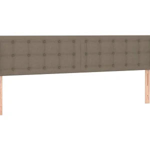 Hoofdbord met randen 163x16x78/88 cm stof taupe