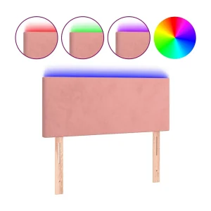Hoofdbord LED 90x5x78/88 cm fluweel roze