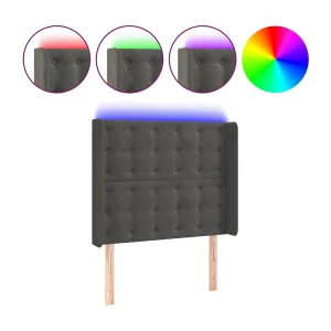 Hoofdbord LED 93x16x118/128 cm fluweel donkergrijs