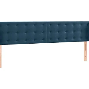 Hoofdbord met randen 163x23x78/88 cm fluweel donkerblauw