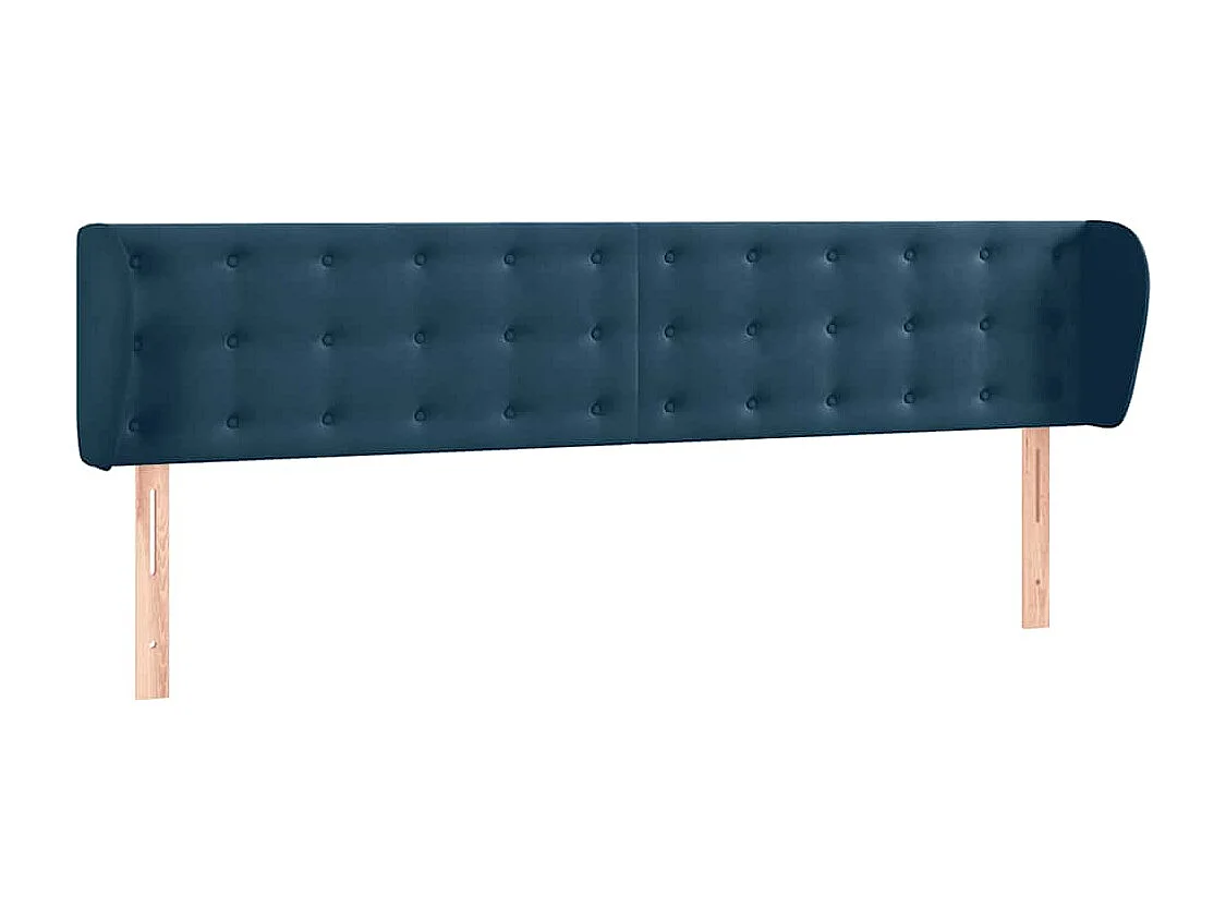 Hoofdbord met randen 163x23x78/88 cm fluweel donkerblauw