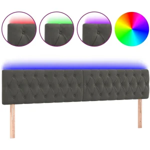 Hoofdbord LED 200x7x78/88 cm fluweel donkergrijs