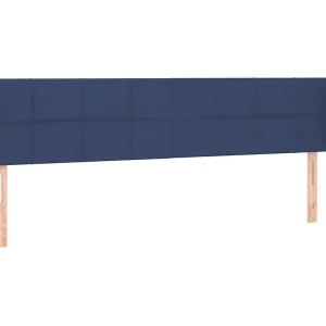Hoofdbord met randen 203x23x78/88 cm stof blauw Hoofdbord met randen 203x23x78/88 cm stof blauw