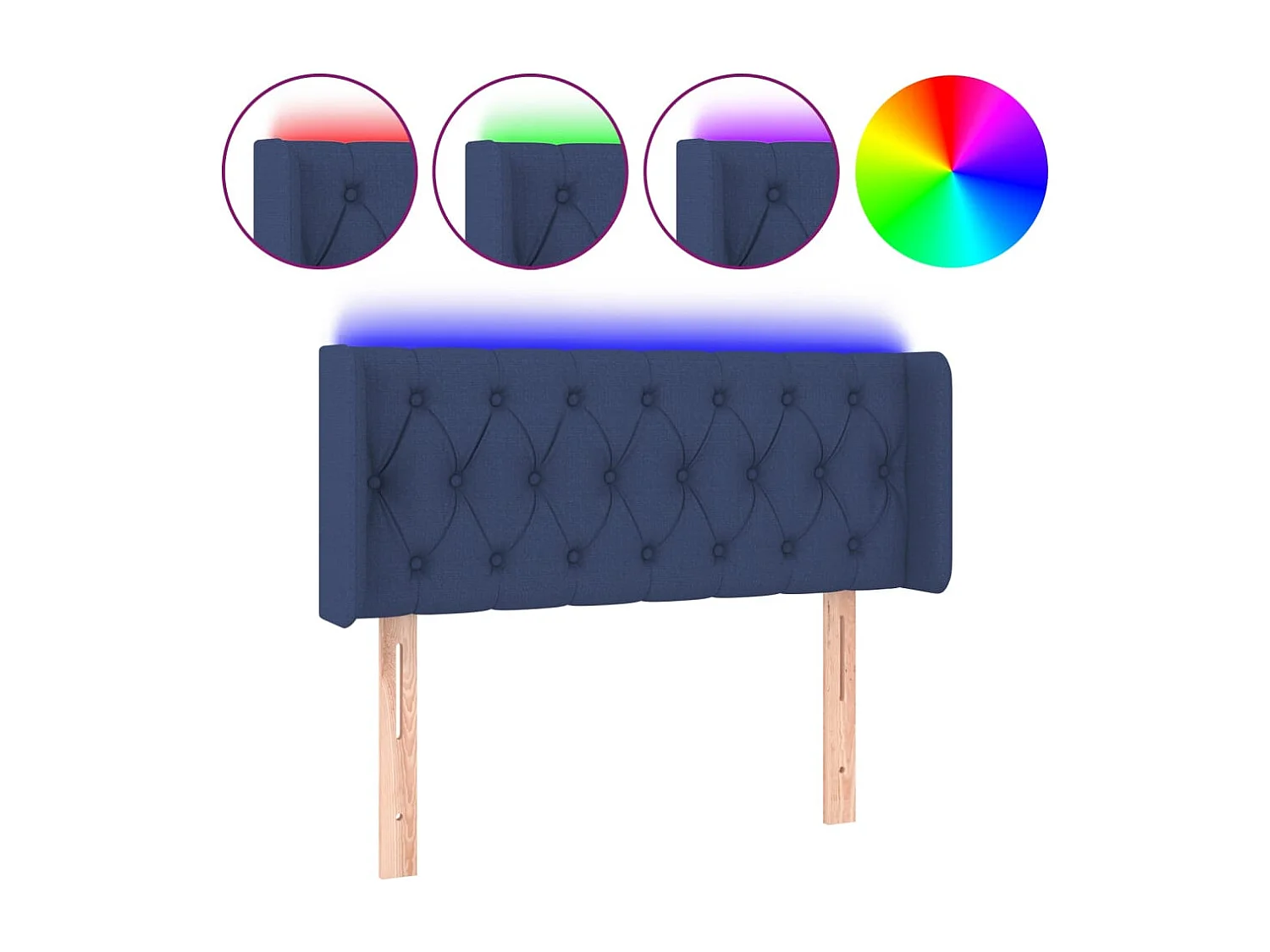 Hoofdbord LED 103x16x78/88 cm stof blauw