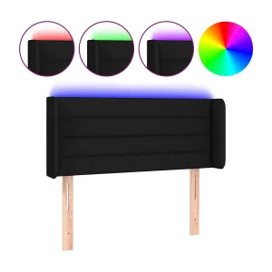 Hoofdbord LED 93x16x78/88 cm stof zwart