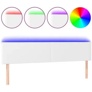 Hoofdbord LED 180x5x78/88 cm kunstleer wit