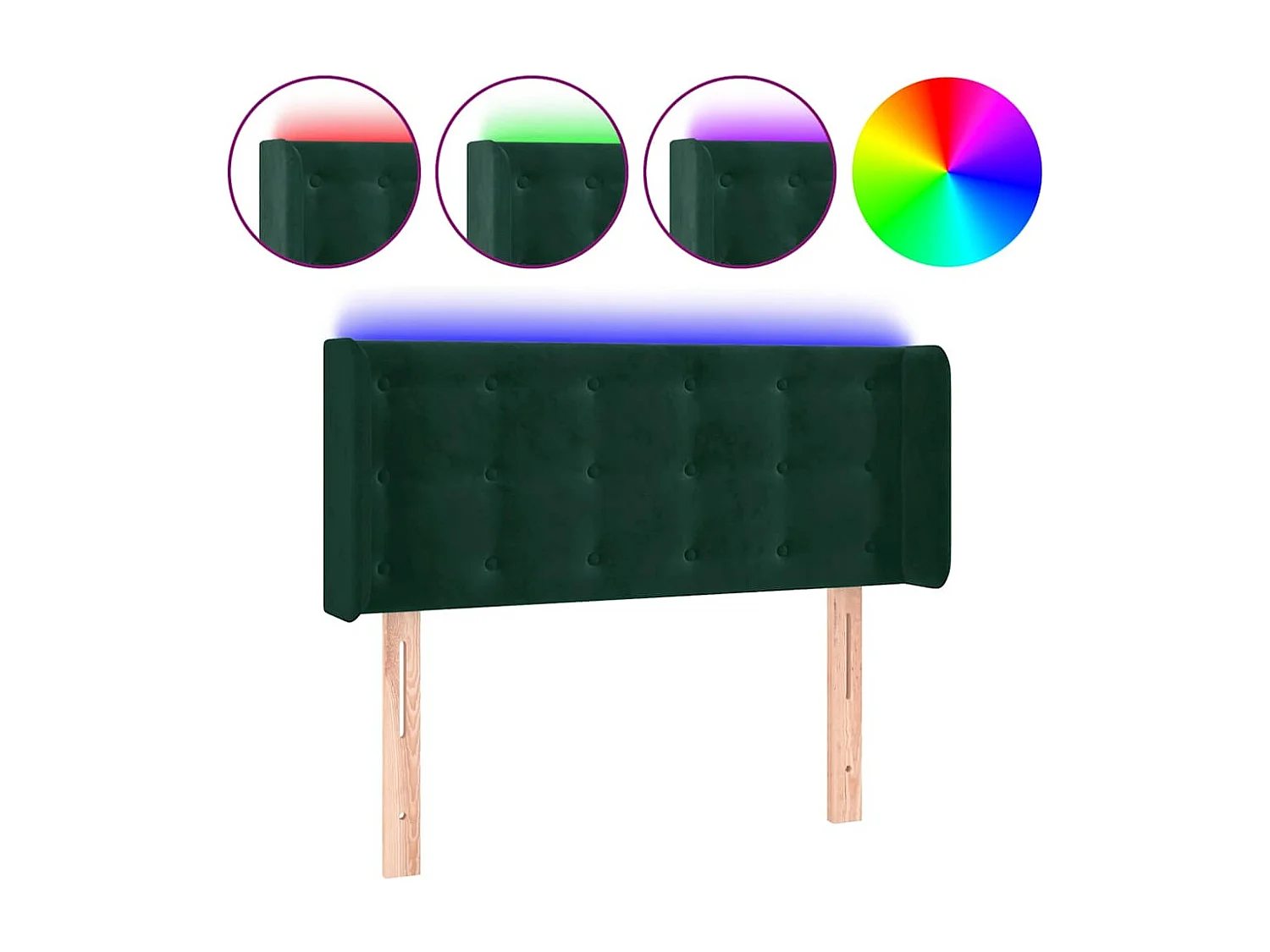 Hoofdbord LED 83x16x78/88 cm fluweel donkergroen